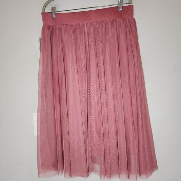 NWT Torrid Mauve Pink Pleated Mesh Midi Skirt Pull On Stretch Size Large XL (0) - Picture 13 of 14